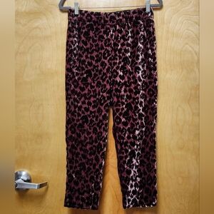 J. Crew Size 2P Rose Leopard Animal Print velvet Joggers